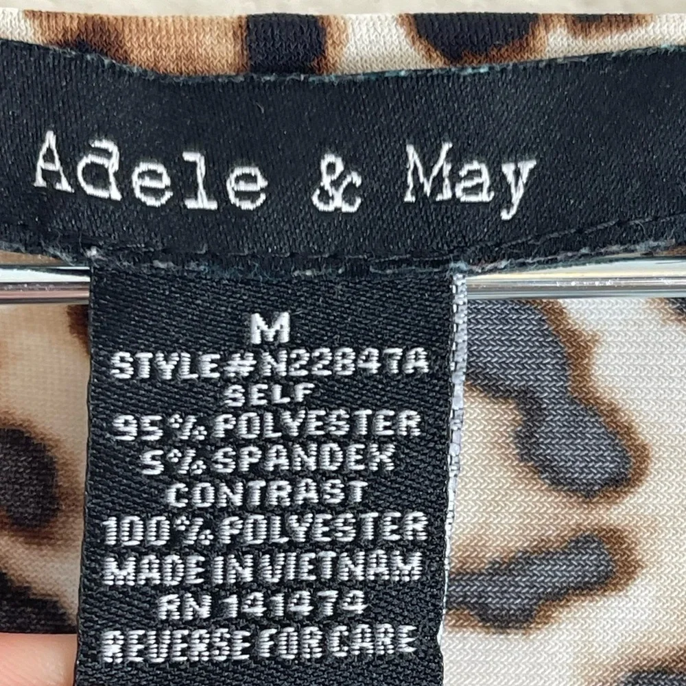Adele & May Animal Print Short Sleeve Rushing Top Size Medium - Picture 11 of 11